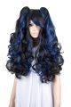 Cosplay Wig Perücke Schwarz Blau Locken